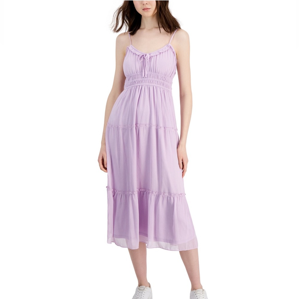 Juniors Chiffon Lurex Midi Dress - Lavender